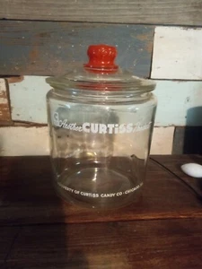 Antique glass Tom's another Curtis product glass candy jar - Picture 1 of 4