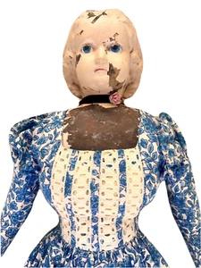 Antike 1860er Hartgummi/Gutta Percha Puppe mit Stoffkörper, Lederhände - 21 Zoll - Bild 1 von 12