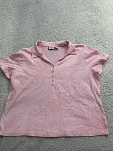 Caribbean Joe Women Floral Short Sleeve Polo Shirt Light Pink Petites P2XL - Picture 1 of 8