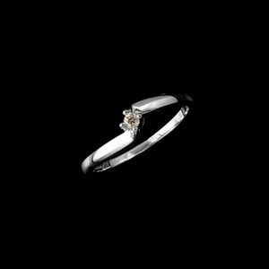 9ct White Gold 0.04ct Solitaire Diamond Twist Ring (Size N) - Picture 1 of 2