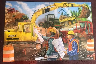 Melissa & Doug CONSTRUCTION Floor Puzzle - 24 Jumbo Pieces Puzzle GUC Box DAmage - Image 1 of 3