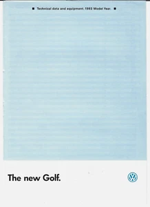 Volkswagen Golf Hatchback CL & GL Mk3 Specifications 1992-93 UK Foldout Brochure - Picture 1 of 2