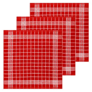 KRACHT 3er Pack Frottee Küchenhandtücher Trockenperle ca.50x50 cm Baumwolle rot - Bild 1 von 3