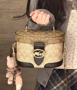 New Authentic Coach Georgie Gem Crossbody Bag In Blocked Signature Canvas NWT - Picture 1 of 14