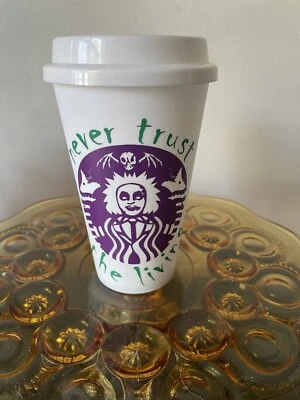 Halloween Starbucks Style Logo Beetlejuice Plastic Travel Mug With Lid - Image 1 of 4