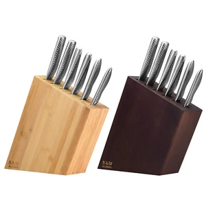 Nuevo Global Kyoto 7 Piezas Cuchillo Cuchillo Profesional Bloque Set Ceniza Bambú Genuino - Imagen 1 de 19