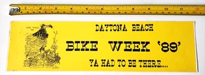 Vintage DAYTONA BEACH BIKE WEEK '89' Florida Bumper Sticker NOS 1989 Motorcycle - Foto 1 di 4