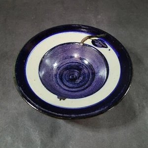 Carl Harry Stålhane Scandinavian Blue Stoneware Bowl Signed Vintage Swedish - Picture 1 of 9