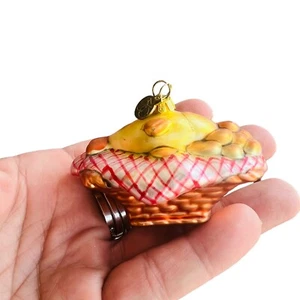 Department 56 fish and loaves Christmas tree ornament glass gold basket bread  - Picture 1 of 6