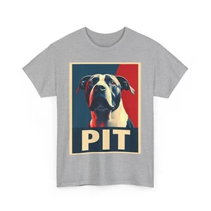 Bold Pit Bull Poster Style T-Shirt – Patriotic Red Blue Dog Graphic Tee - Picture 1 of 17