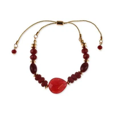 Style & Co. Beaded Slider Bracelet Red and Gold - Image 1 of 4