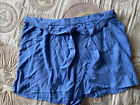 Primark Ladies Size 16 Shorts Blue Elasticated Waist 100% Viscose Tie Detail