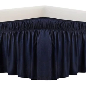 Wrap Around Bed Skirt Three Fabric Sides Elastic Dust Ruffled 14 Inch Tailore... - Picture 1 of 6