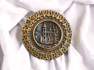 Vintage Victorian Antique Brass Picture Button Italian Villa - Picture 1 of 4