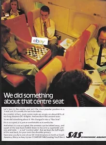 SAS SCANDINAVIAN AIRLINES DOUGLAS DC-8 JETS DID SOMETHING WITH CENTER SEAT AD - Picture 1 of 1