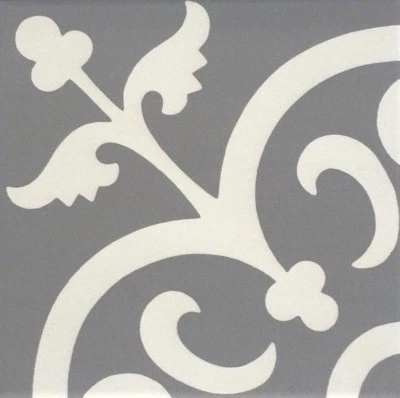 Flora Encaustic мягкий серый белый 8 x 8 атласная глазурь керамическая напольная плитка (коробка из 8) - Изображение 1 из 4