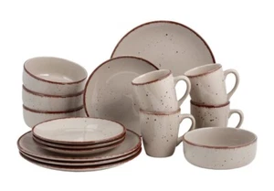 Kombiservice Aine 16 tlg Steinzeug natur für 4 Personen Kaffee Tafel Geschirr - Bild 1 von 5