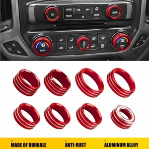 For 2014-2018 Chevrolet Silverado Switch Knob Cover Radio Button Trim Ring 8Pcs - Picture 1 of 9