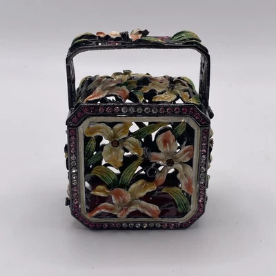 Caja de baratijas con joyas Rucinni - Diseño de bolso floral con pedrería y base marcada Foto 1 de 4