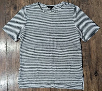 Banana Republic Womens Gray & White Striped Short Sleeve TShirt Size Medium  - Image 1 of 4