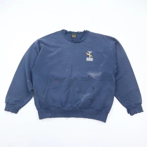Vintage Thrashed Electrical Worker Sweatshirt Mens Medium Blue Grunge Distressed - Picture 1 of 13