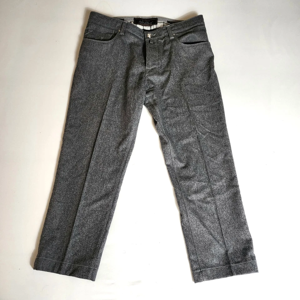 Jacob Cohen Hecho a Mano Gris Lana Franela Cómodo 5 Bolsillos Pantalones Para Hombre Talla 35x26" Foto 1 de 4