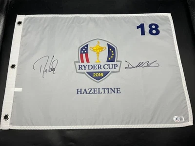 2018 Davis Love & Darren Clark Firmado Ryder Cup Campeonato Hazeltina Pin Bandera Foto 1 de 2