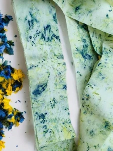 Ribbon Eco Print, Eco Print , natural flower print , sustainable ribbon 5cm x 2m - Picture 1 of 3