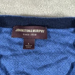 Johnston & Murphy Pullover Herren Gr. L Pulli V-Ausschnitt Strick Alpaka Nylon Seide blau - Bild 1 von 7