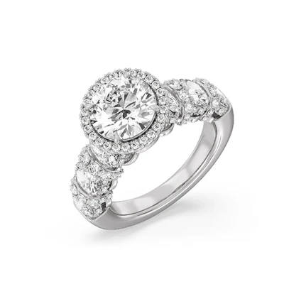 Engagement Diamond Ring Lab Grown Oval 3.5 Carat IGI Certified 14k White Gold - Image 1 of 4