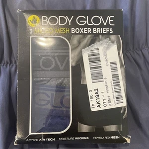 Body Glove 3 Performance Micro Mesh Boxer Briefs Small 28-30 Navy Grey Black - Picture 1 of 3