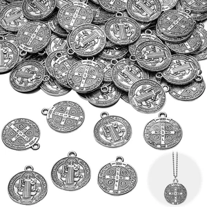 St. Benedict Medals - 120 Silver Toned Pendants for Jewelry Making Gifts - Picture 1 of 12