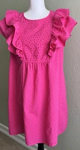 Terra & Sky Größe 0X (14W) rosa Kleid mit Ösen 100 % Baumwolle Rüschen kurz - Bild 1 von 10