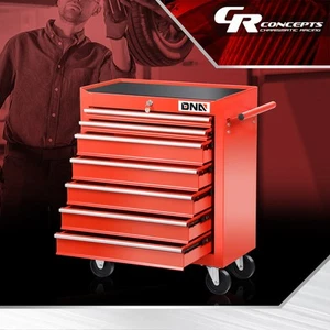 Portable Multiuse 7-Drawer Plastic Top Rolling Tool Cabinet with Keyed Lock - Picture 1 of 6