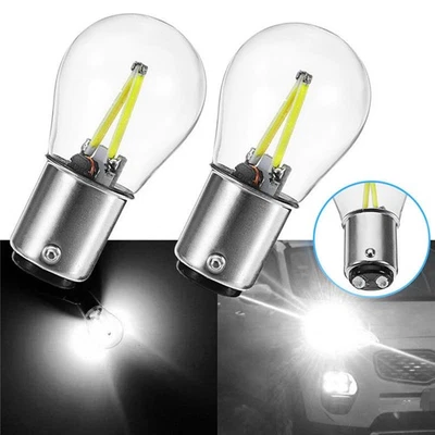 2X Set 1157 BA15D 8V-28V LED Bulb Reverse Singal Turn Light Brake Lamp White Hot - Image 1 of 4