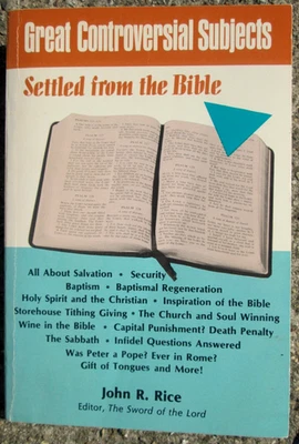 Great Controversial Subjects Settled from the Bible by John R. Rice PB 1979 Foto 1 de 4