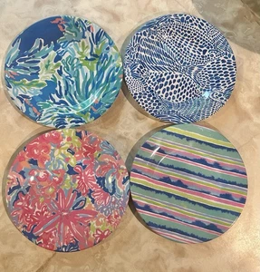Lilly Pulitzer Dessert/Appetizer Melamine Plates Set Of 4 - Picture 1 of 3
