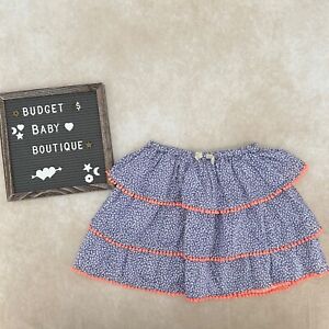 MINI BODEN Blue Pom Tiered Skirt Size 9-10Y