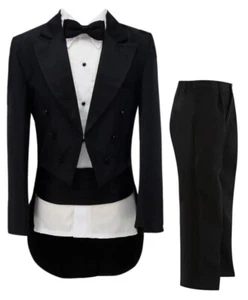 Boys black tuxedo tail 5 piece suit for 7 years old excellent condition - Picture 1 of 3