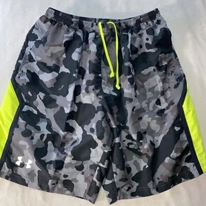 Under Armour Shorts Medium HeatGear Fußball schwarz Tarnmuster gefüttert leicht Laufen Fitnessstudio - Bild 1 von 13