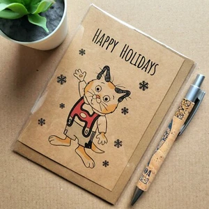 Tarjeta de Navidad Richard Scarry - Huckle Cat años 90 dibujos animados programa de televisión tarjeta de Navidad - Imagen 1 de 3