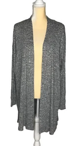 89th & Madison Open Front Cardigan Sweater Black White Gray Rayon Blend Sz 1X - Picture 1 of 5