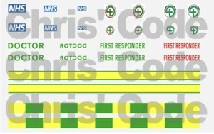 Code 3 Adhesive Vinyl Decals to fit Corgi 1/64 Vans - Doctor / First Responder - Picture 1 of 1