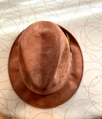 Vintage J. C. Penney Fedora Hat 7 7 1/8 GENUINE SUEDE LEATHER - Image 1 of 4