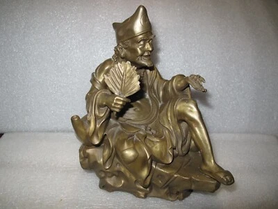 Antique Bronze Figure of a Seated Chinese Wisdom Man Signed Wiseman - Image 1 of 4