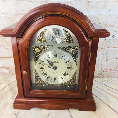 Vintage Mantel Shelf Clock Waltham  31 Day Chime for parts Cover