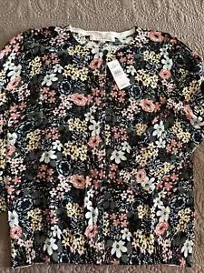 Neu mit Etikett Loft offene leichte Strickjacke mit Blumenmuster. Klein. - Bild 1 von 4
