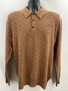 Mr Porter Herren Langarm Braun Wabenstrick Wolle Polo L/Arm Shirt Gr. M - Bild 1 von 17