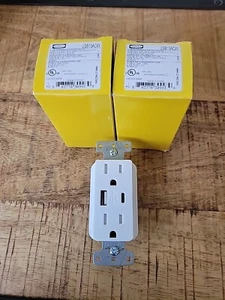Hubbell USB15ACW 2 Port, Type C, USB Charger Receptacle - Picture 1 of 6