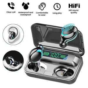 Wireless Headphones Bluetooth 5.0 Earphones Earbuds For iPhone Android Black - Picture 1 of 11